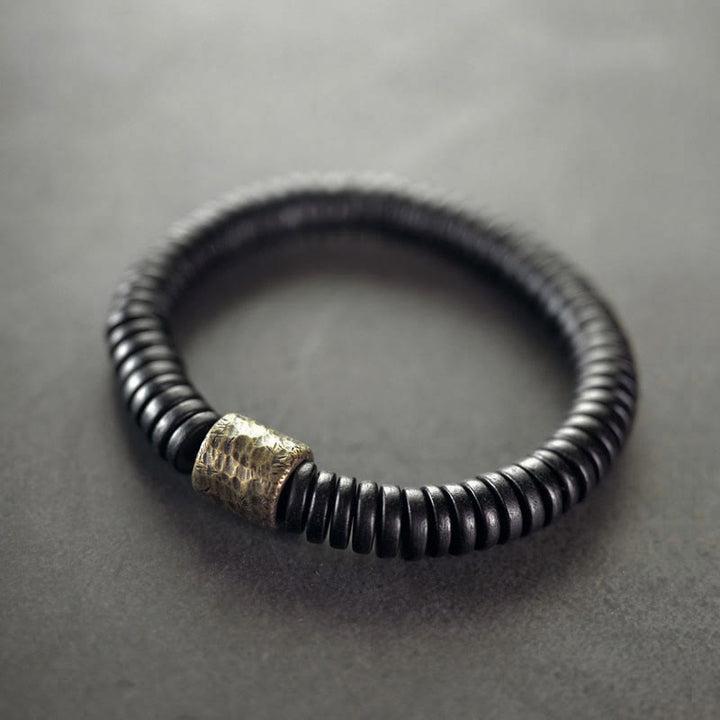Bracciale Buddha Stones Ebano Legno Rame Ottone Calma
