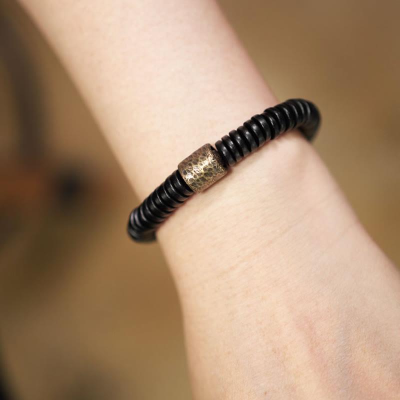 Bracciale Buddha Stones Ebano Legno Rame Ottone Calma