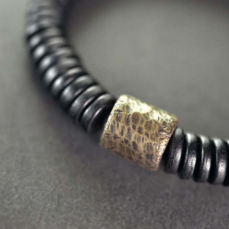 Bracciale Buddha Stones Ebano Legno Rame Ottone Calma
