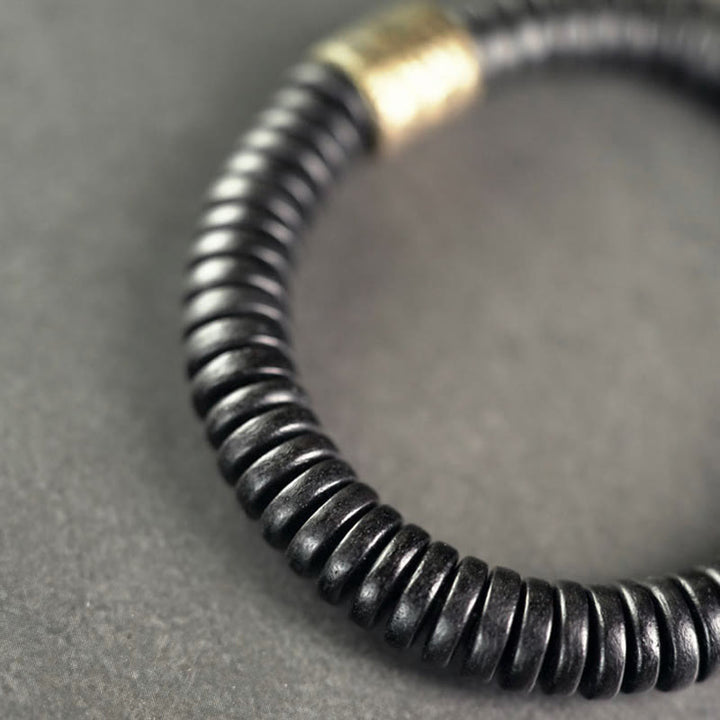 Bracciale Buddha Stones Ebano Legno Rame Ottone Calma