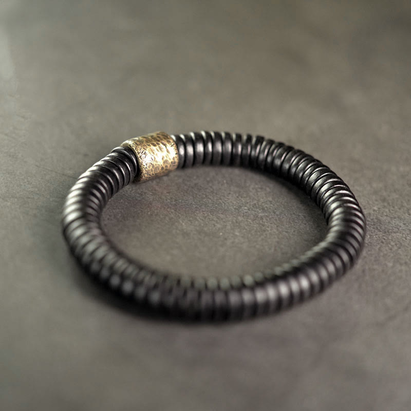 Bracciale Buddha Stones Ebano Legno Rame Ottone Calma