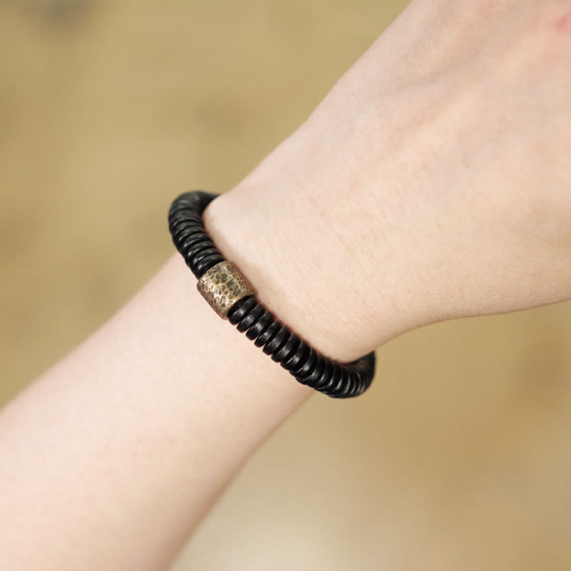 Bracciale Buddha Stones Ebano Legno Rame Ottone Calma
