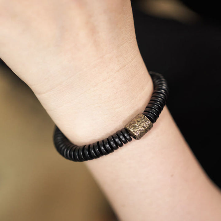 Bracciale Buddha Stones Ebano Legno Rame Ottone Calma