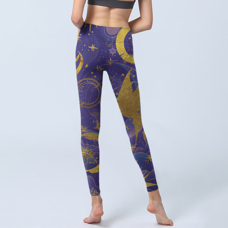 Leggings da palestra con stampa Buddha Stones Moon Sun Stars da donna - image 4