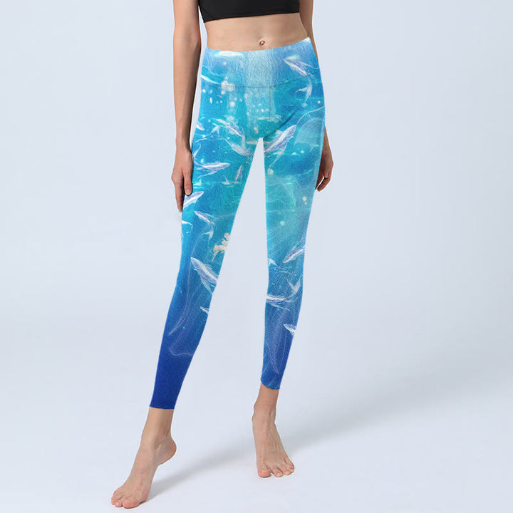 Leggings da palestra con stampa Buddha Stones Fish In The Ocean, pantaloni da yoga da donna - image 5