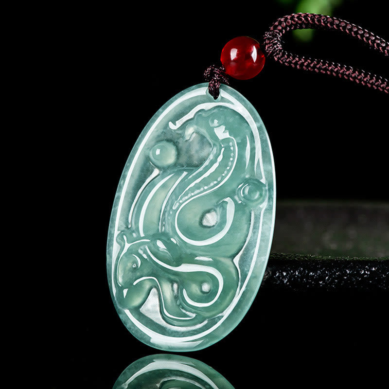Collana con ciondolo ovale in giada naturale con Buddha Stones , anno del serpente, fortuna