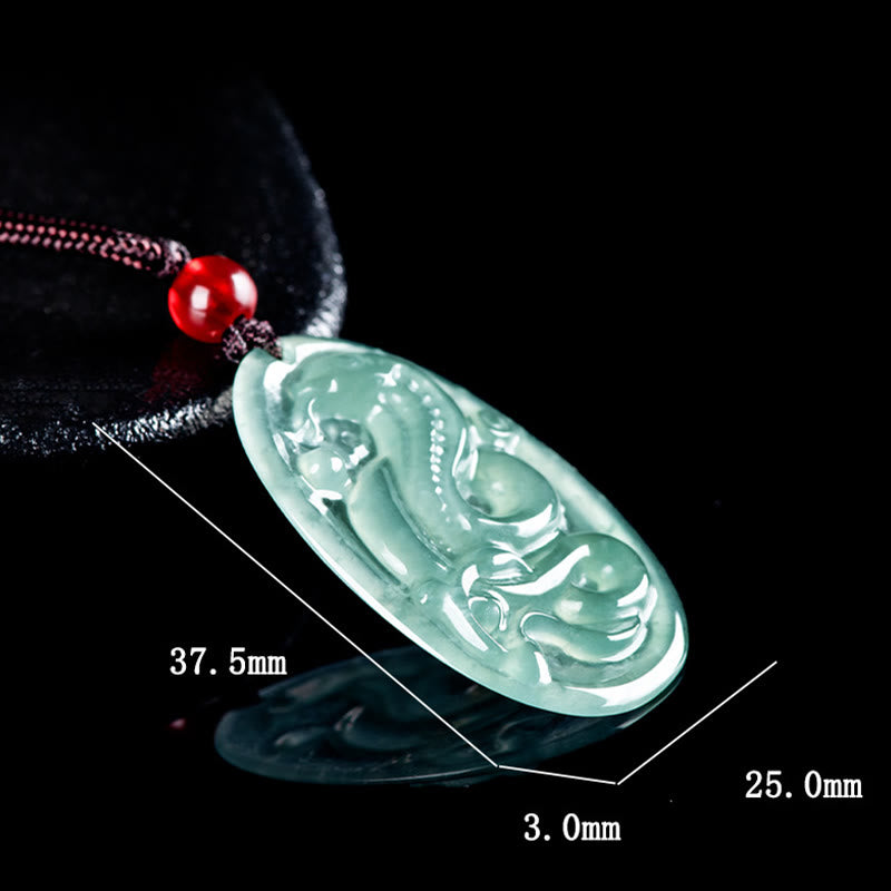 Collana con ciondolo ovale in giada naturale con Buddha Stones , anno del serpente, fortuna
