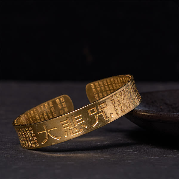 Buddha Stones Grande Compassione Mantra Rame Ottone Fortuna Potere Braccialetto Braccialetto