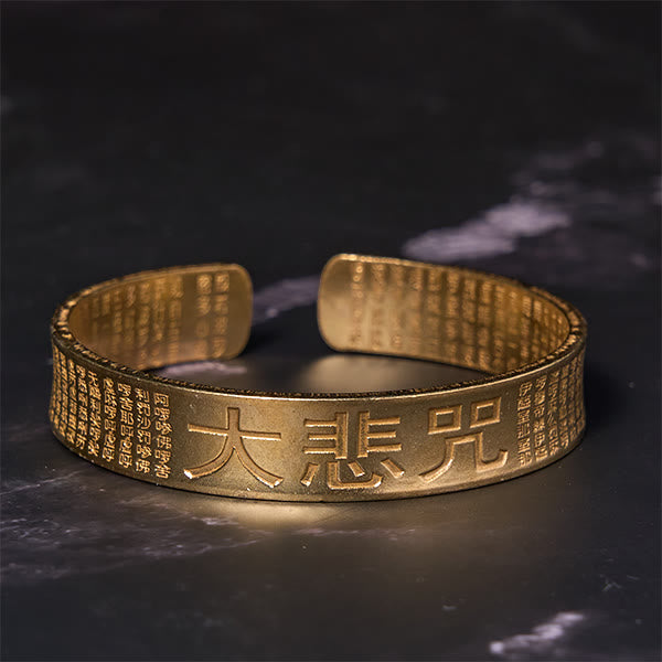 Buddha Stones Grande Compassione Mantra Rame Ottone Fortuna Potere Braccialetto Braccialetto