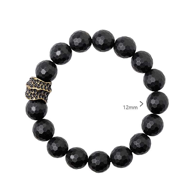 Braccialetto di protezione in ottone e rame con onice nero opaco Buddha Stones