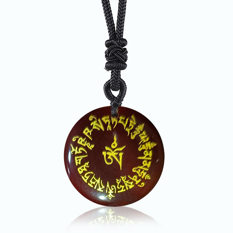 Buddha Stones Fortuna Mantra Naturale Vari Cristallo Ossidiana Nera Collana Pendente di Realizzazione - Agata rossa - image 11