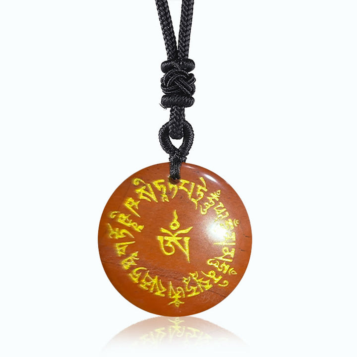 Buddha Stones Fortuna Mantra Naturale Vari Cristallo Ossidiana Nera Collana Pendente di Realizzazione - Pietra rossa - image 9