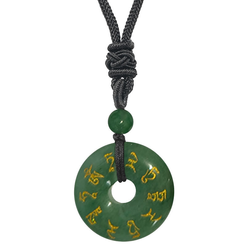 Buddha Stones Tara verde Mantra naturale vari cristalli ossidiana nera collana pendente - Avventurina verde - image 12