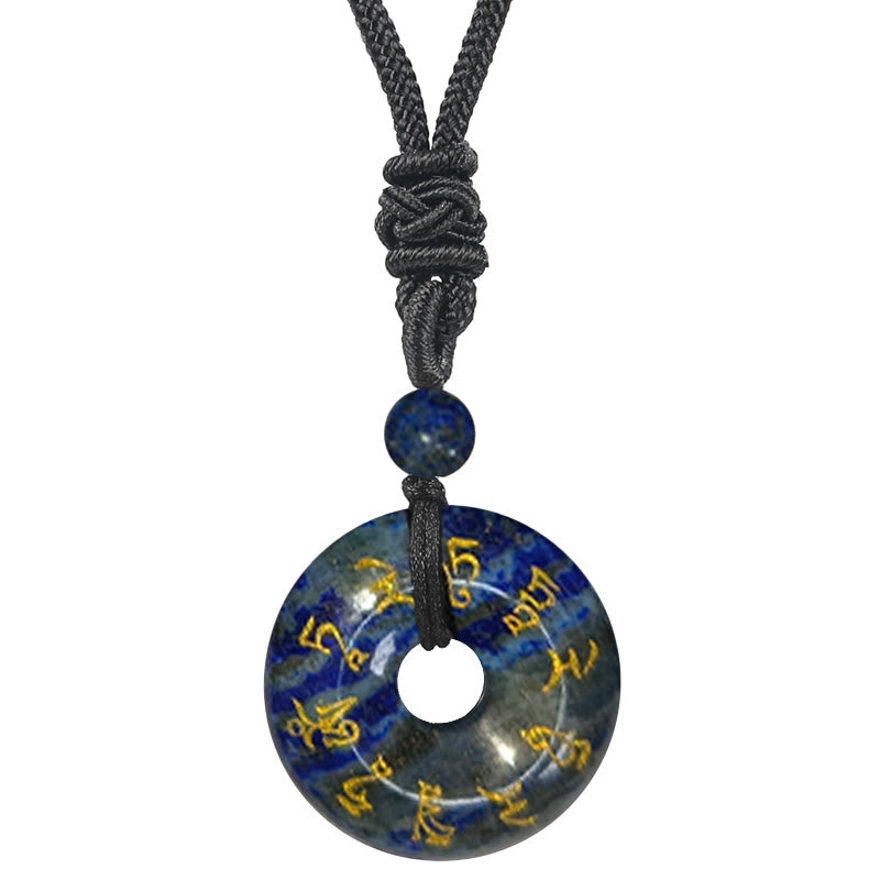 Buddha Stones Tara verde Mantra naturale vari cristalli ossidiana nera collana pendente - Lazurite - image 14