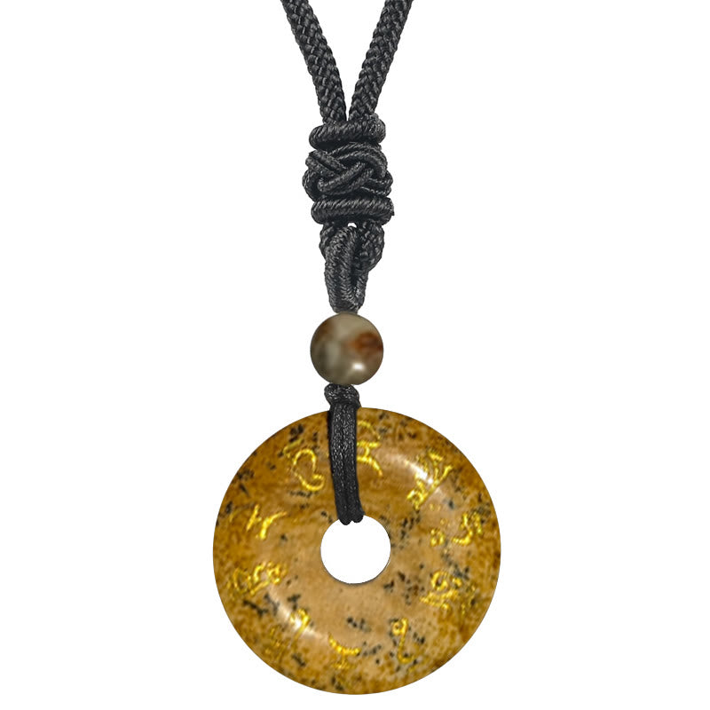 Buddha Stones Tara verde Mantra naturale vari cristalli ossidiana nera collana pendente - Immagine Jasper - image 18
