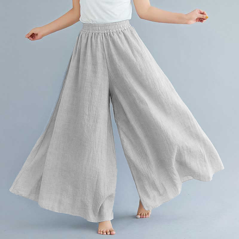 Pantaloni larghi in cotone e lino casual da donna Buddha Stones per yoga e danza - image 30