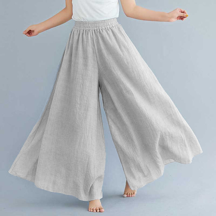 Pantaloni larghi in cotone e lino casual da donna Buddha Stones per yoga e danza - image 30