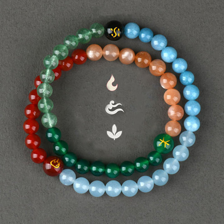 Buddha Stones Cinque Elementi Vari Cristallo Agata Quarzo Fragola Bracciale della Saggezza - image 19