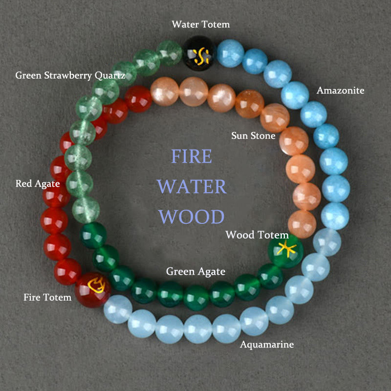 Buddha Stones Cinque Elementi Vari Cristallo Agata Quarzo Fragola Bracciale della Saggezza - Acqua Legna Fuoco (Circonferenza polso: 14-16 cm) - image 18