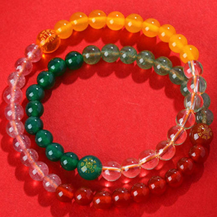 Buddha Stones Cinque Elementi Vari Cristallo Agata Quarzo Fragola Bracciale della Saggezza - image 12