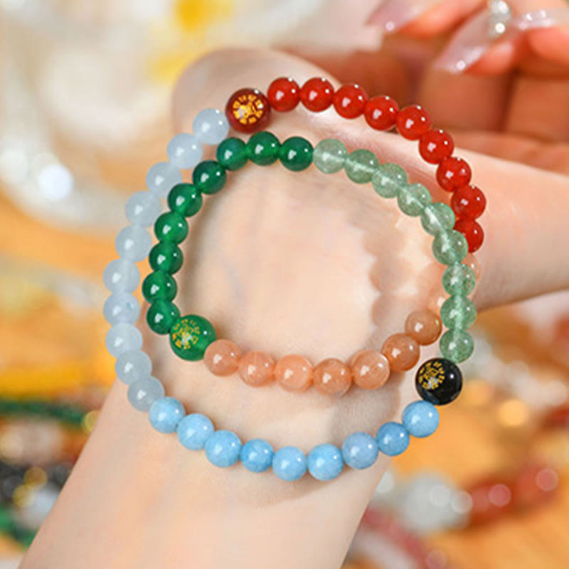 Buddha Stones Cinque Elementi Vari Cristallo Agata Quarzo Fragola Bracciale della Saggezza - image 21