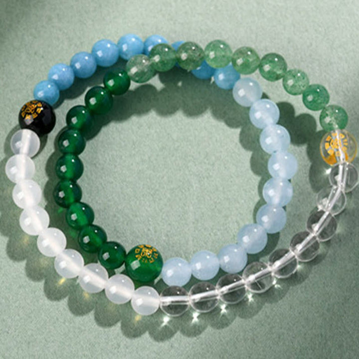 Buddha Stones Cinque Elementi Vari Cristallo Agata Quarzo Fragola Bracciale della Saggezza - image 2