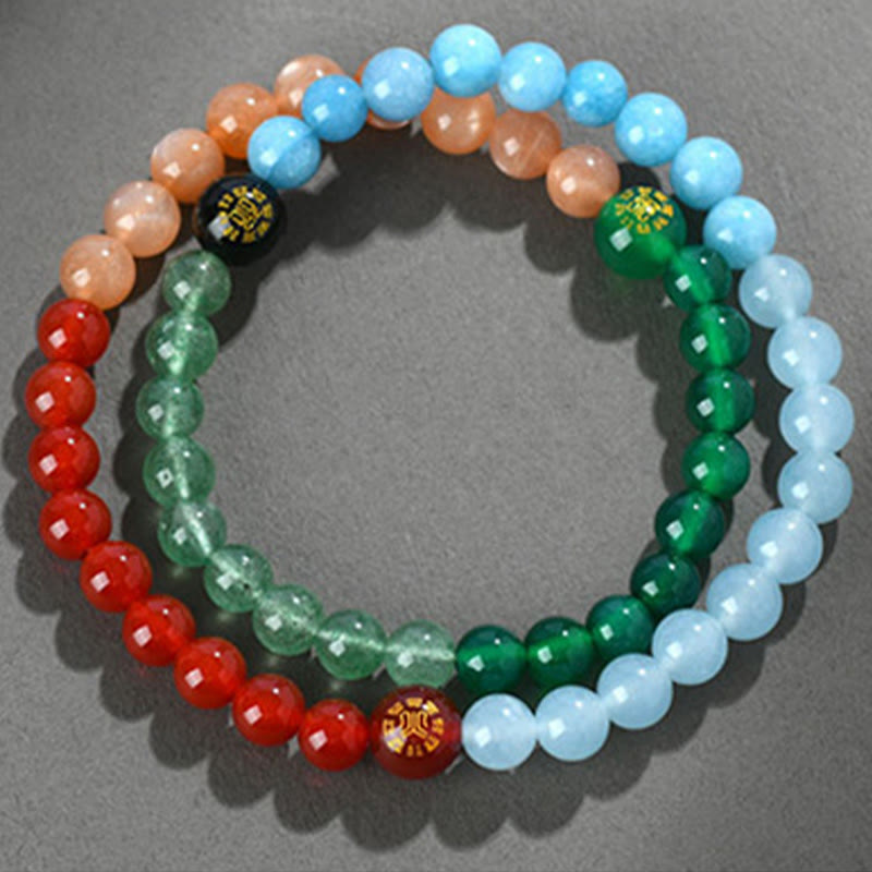 Buddha Stones Cinque Elementi Vari Cristallo Agata Quarzo Fragola Bracciale della Saggezza - image 20