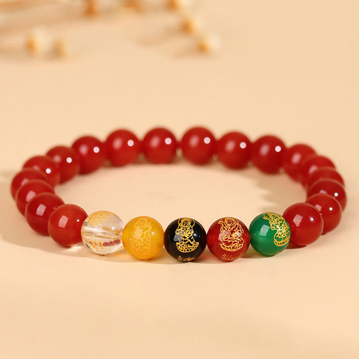 Buddha Stones Cinque Elementi Vari Braccialetto della Fortuna Jambhala di Agata - image 18