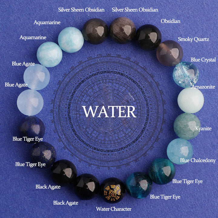 Bracciale Buddha Stones Five Elements Vari Agata Equilibrio Fortuna - Acqua (circonferenza del polso: 14-16 cm) - 10 millimetri - image 25
