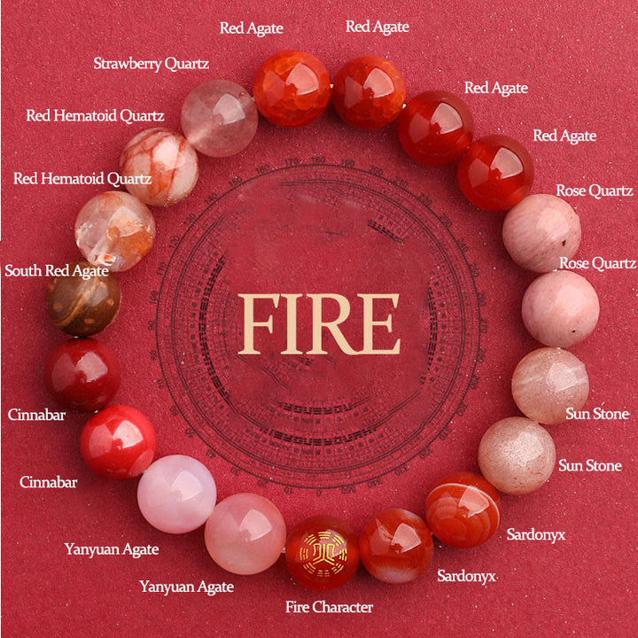Bracciale Buddha Stones Five Elements Vari Agata Equilibrio Fortuna - Fuoco (circonferenza del polso: 14-16 cm) - 10 millimetri - image 32