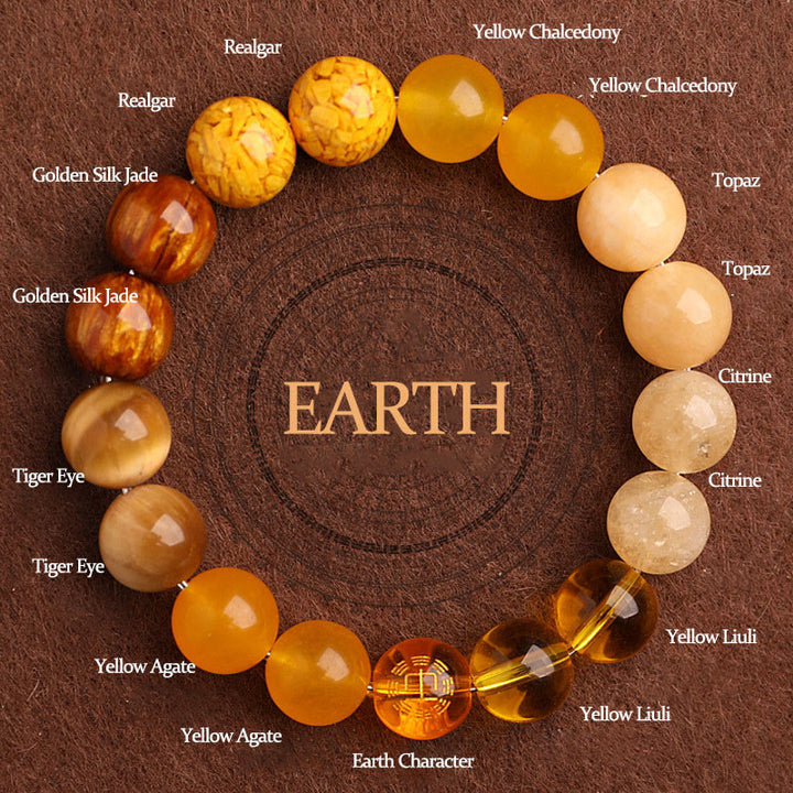 Bracciale Buddha Stones Five Elements Vari Agata Equilibrio Fortuna - Terra (circonferenza del polso: 14-16 cm) - 12 millimetri - image 41