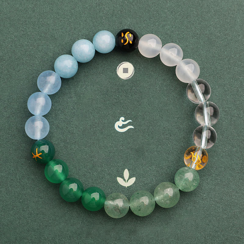 Buddha Stones Cinque Elementi Vari Agata Cristallo Pietra del Sole Bracciale della Saggezza - image 24