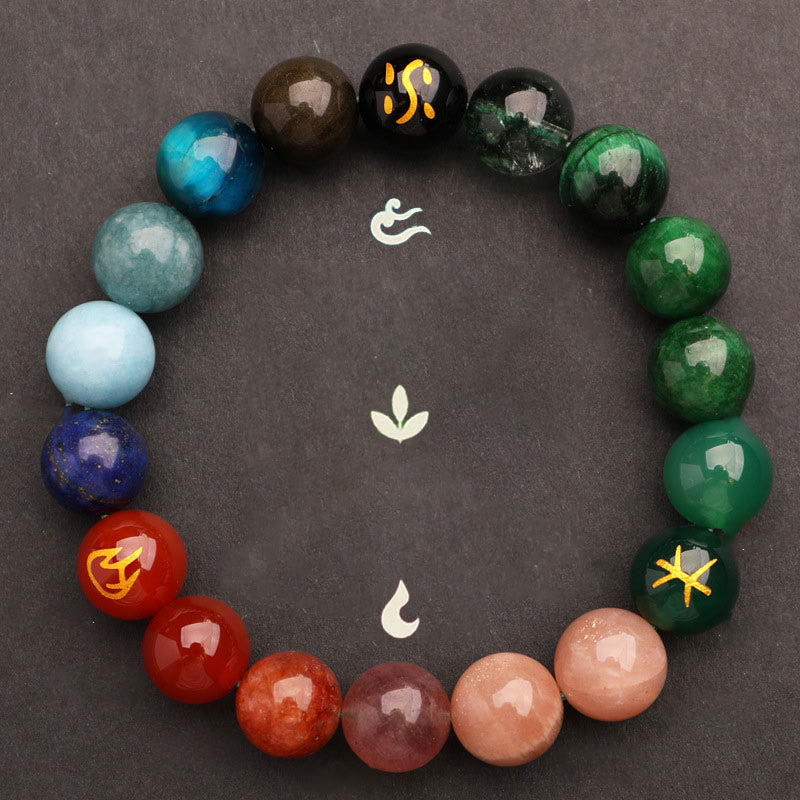Buddha Stones Cinque Elementi Vari Agata Cristallo Pietra del Sole Bracciale della Saggezza - image 30