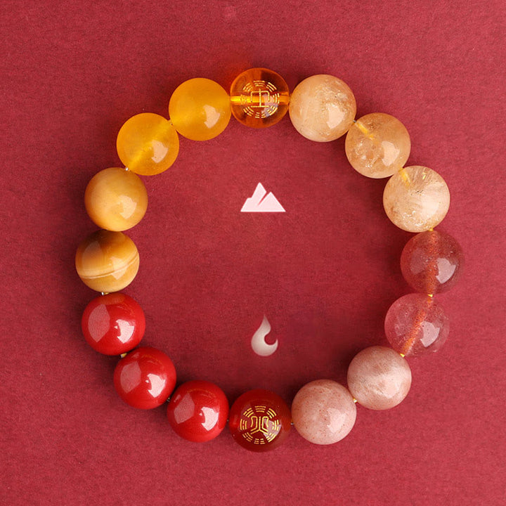 Buddha Stones Bracciale della saggezza con cinque elementi, vari cristalli di agata, onice nero, calcedonio verde, acquamarina - image 42
