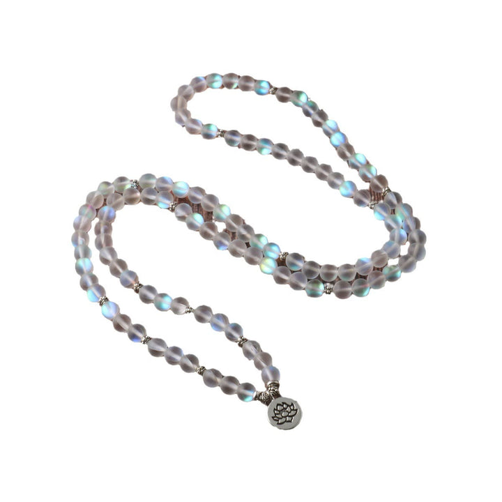 Buddha Stones 108 Mala Beads Glitter Stone Braccialetto dell'Illuminazione del Loto