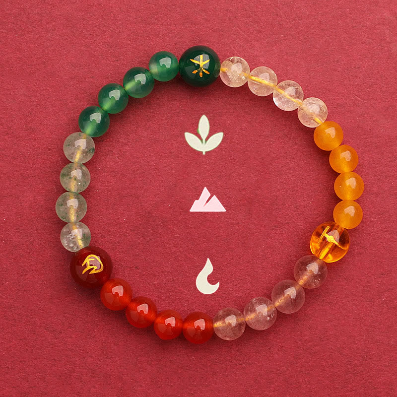 Buddha Stones Cinque Elementi Vari Agata Cristallo Verde Fragola Quarzo Pietra del Sole Bracciale Ricchezza - image 3