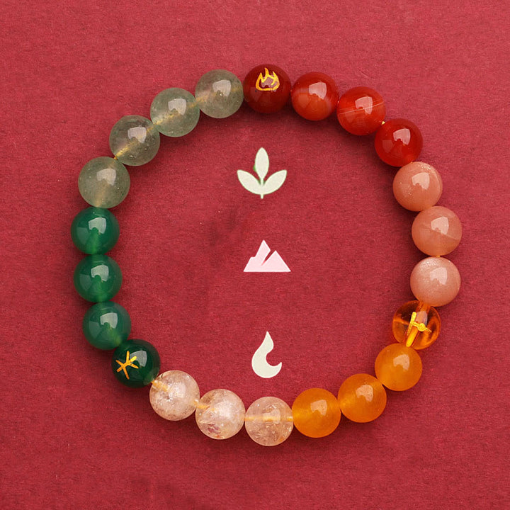 Buddha Stones Cinque Elementi Vari Agata Cristallo Verde Fragola Quarzo Pietra del Sole Bracciale Ricchezza - image 11