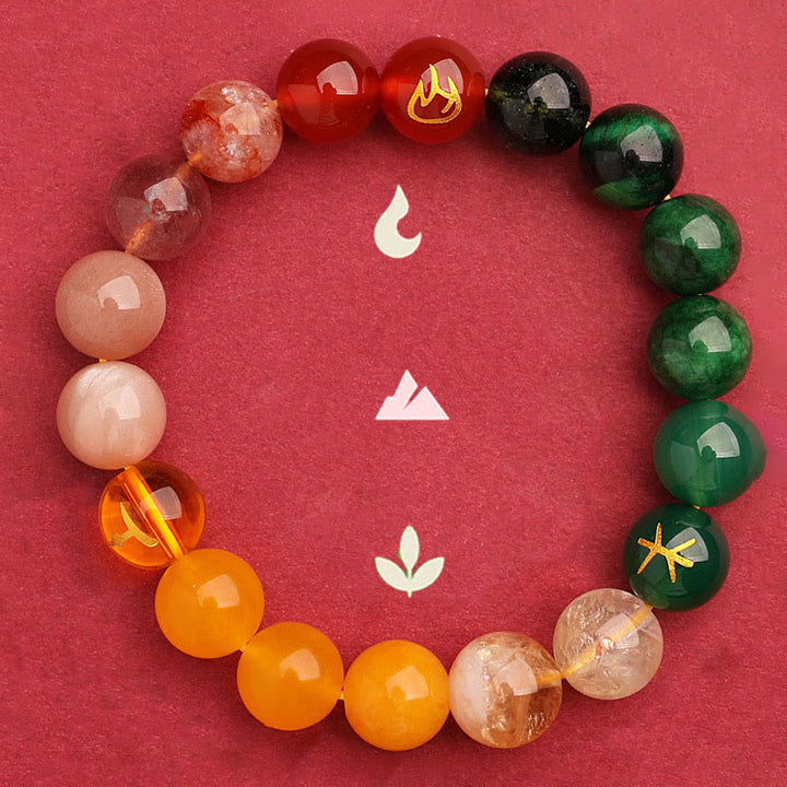 Buddha Stones Cinque Elementi Vari Agata Cristallo Verde Fragola Quarzo Pietra del Sole Bracciale Ricchezza - image 13