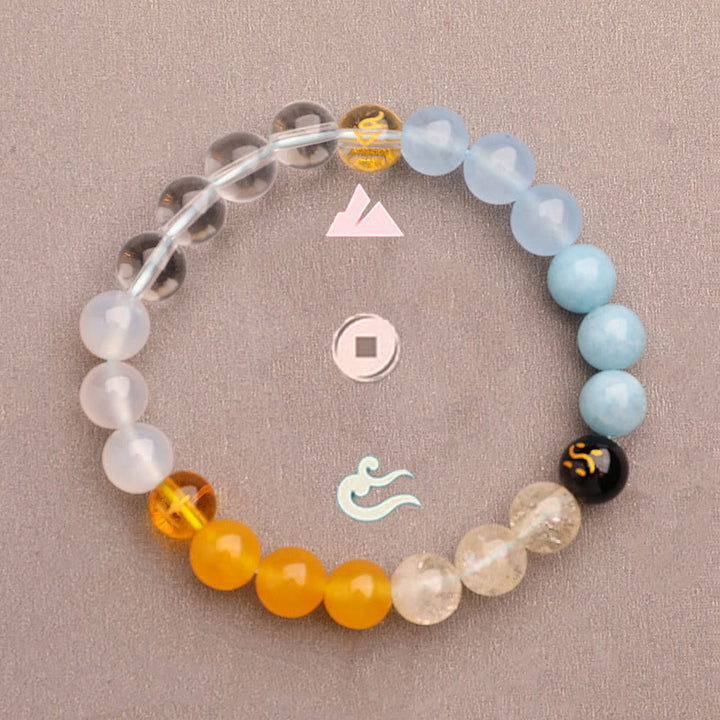 Buddha Stones Cinque Elementi Vari Agata Cristallo Verde Fragola Quarzo Pietra del Sole Bracciale Ricchezza - image 19