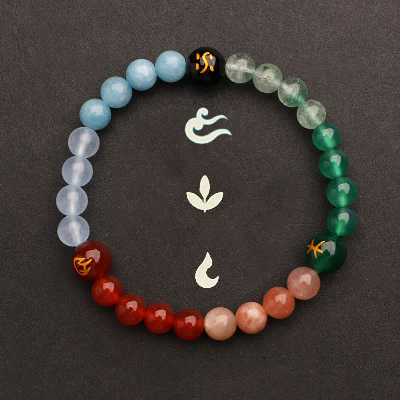 Buddha Stones Cinque Elementi Vari Agata Cristallo Verde Fragola Quarzo Pietra del Sole Bracciale Ricchezza - image 35
