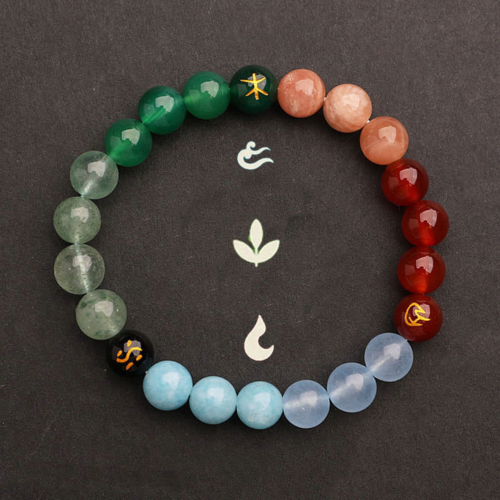 Buddha Stones Cinque Elementi Vari Agata Cristallo Verde Fragola Quarzo Pietra del Sole Bracciale Ricchezza - image 37
