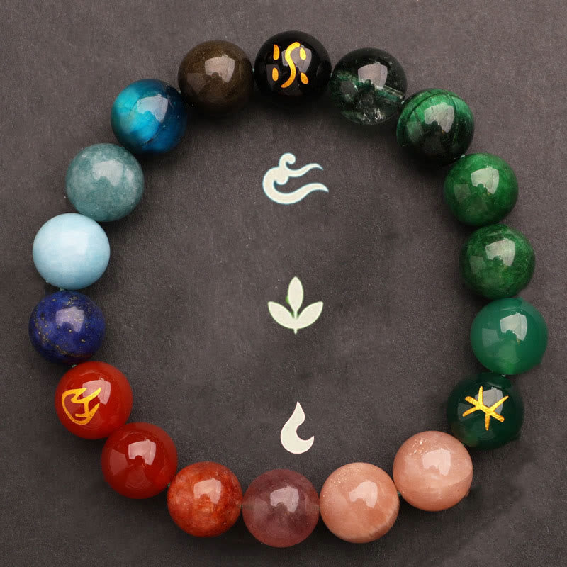 Buddha Stones Cinque Elementi Vari Agata Cristallo Verde Fragola Quarzo Pietra del Sole Bracciale Ricchezza - image 42