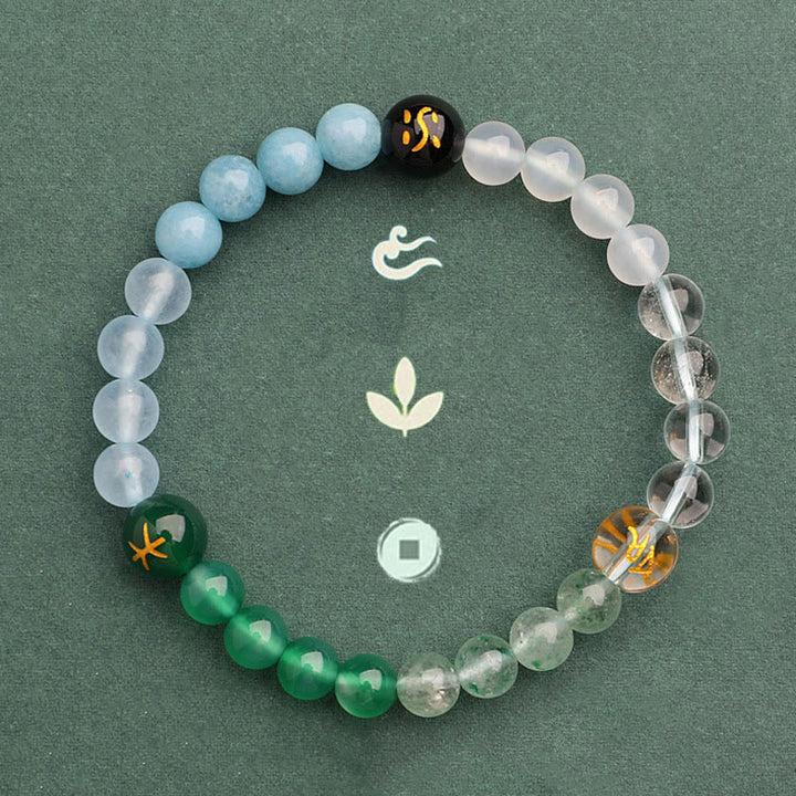 Buddha Stones Cinque Elementi Vari Agata Cristallo Verde Fragola Quarzo Pietra del Sole Bracciale Ricchezza - image 44