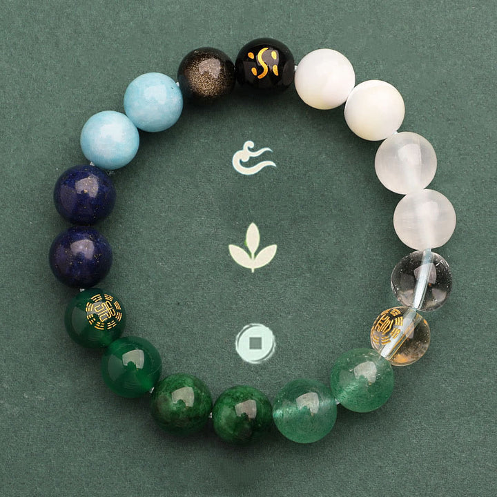 Buddha Stones Cinque Elementi Vari Agata Cristallo Verde Fragola Quarzo Pietra del Sole Bracciale Ricchezza - image 49