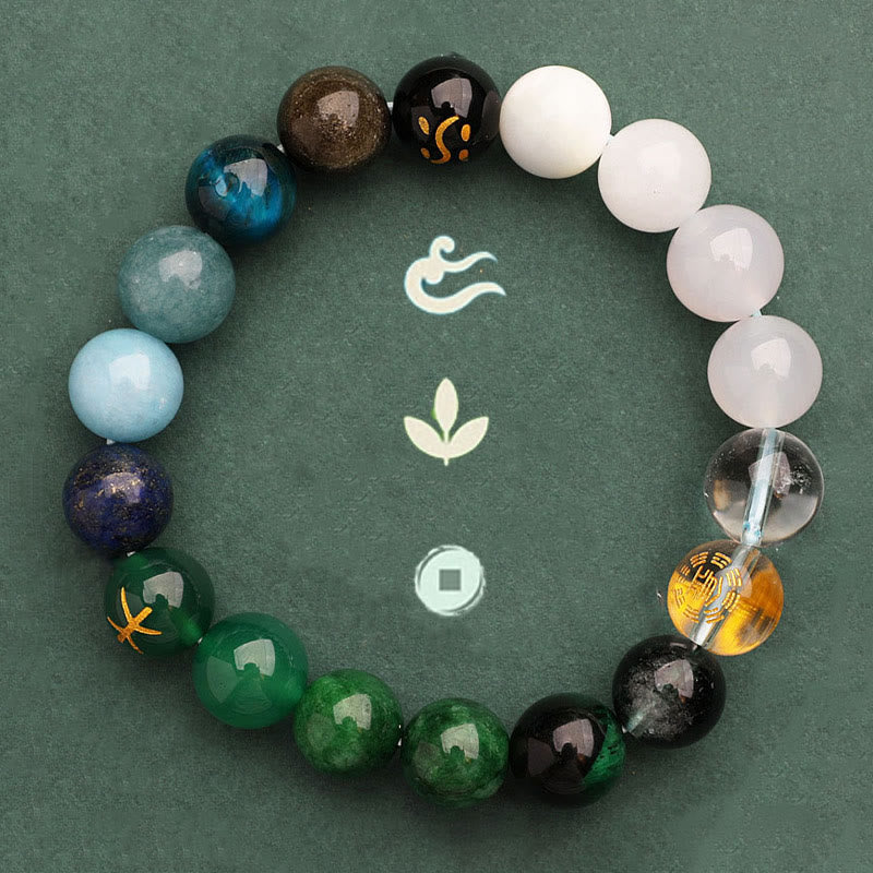 Buddha Stones Cinque Elementi Vari Agata Cristallo Verde Fragola Quarzo Pietra del Sole Bracciale Ricchezza - image 51