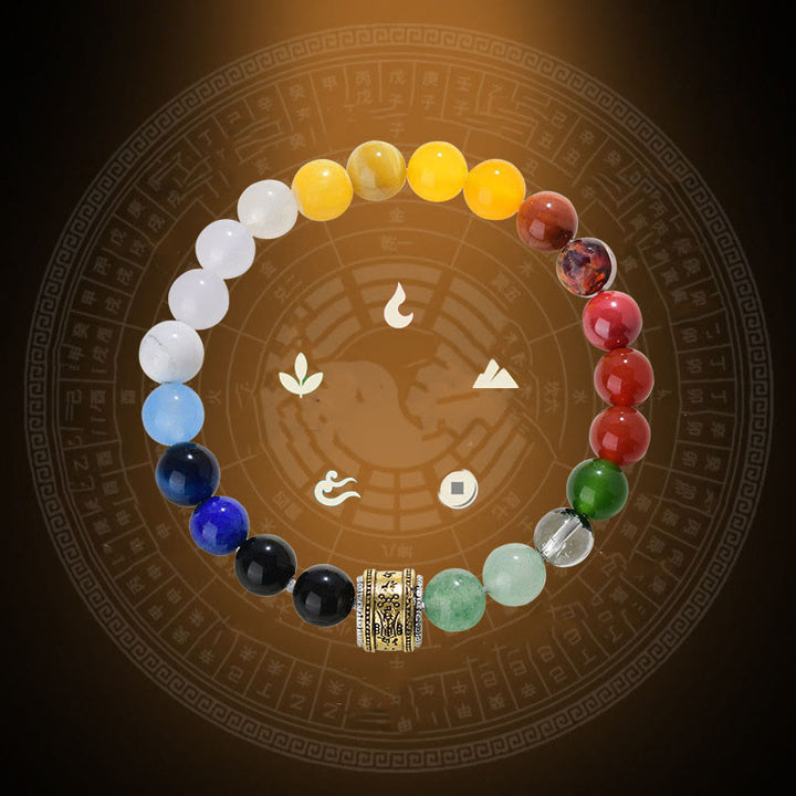 Buddha Stones Cinque Elementi Vari Agata Cristallo Agata Rossa Oro Lucente Ossidiana Agata Gialla Braccialetto della Fortuna - image 1