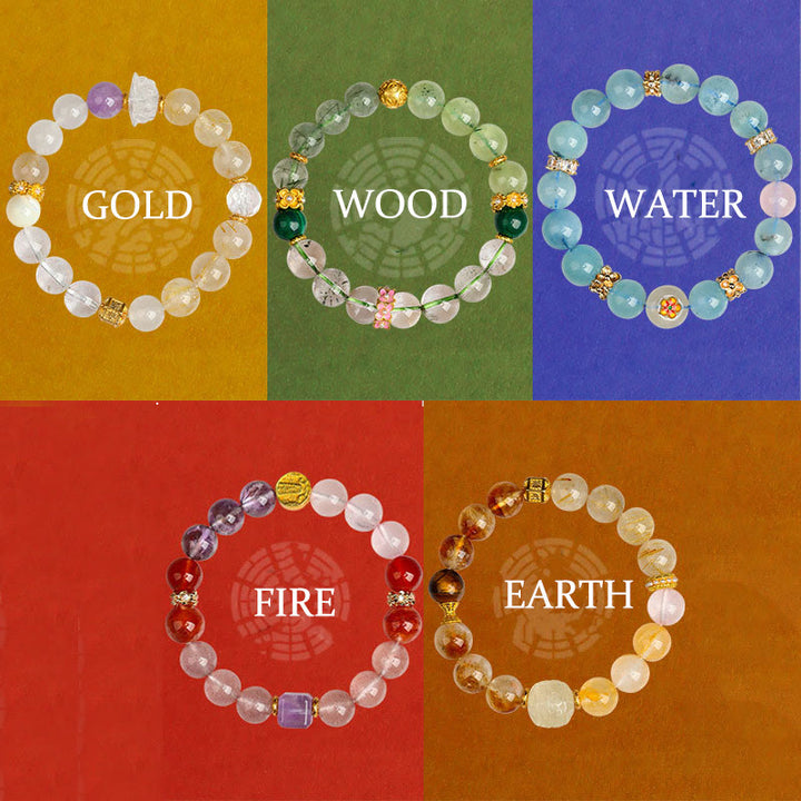 Buddha Stones Cinque Elementi Vari Agata Cristallo Verde Fantasma Quarzo Rutilato Uva Verde Agata Malachite Braccialetto della Fortuna - image 4
