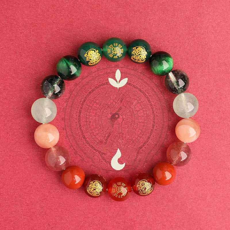 Buddha Stones Cinque Elementi Vari Agata Cristallo Agata Rossa del Sud Quarzo Fragola Pietra del Sole Citrino Braccialetto della Fortuna - image 24