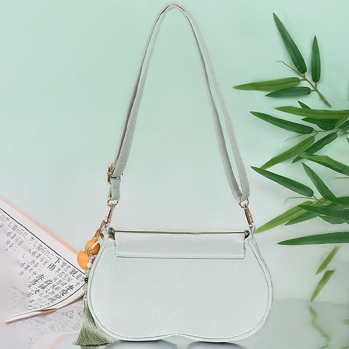 Borsa a tracolla con ciondolo a forma di zucca con fiori di panda e pietre Buddha Stones