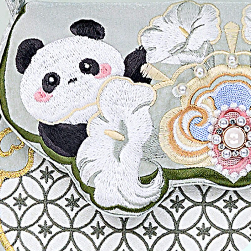Borsa a tracolla con ciondolo a forma di zucca con fiori di panda e pietre Buddha Stones